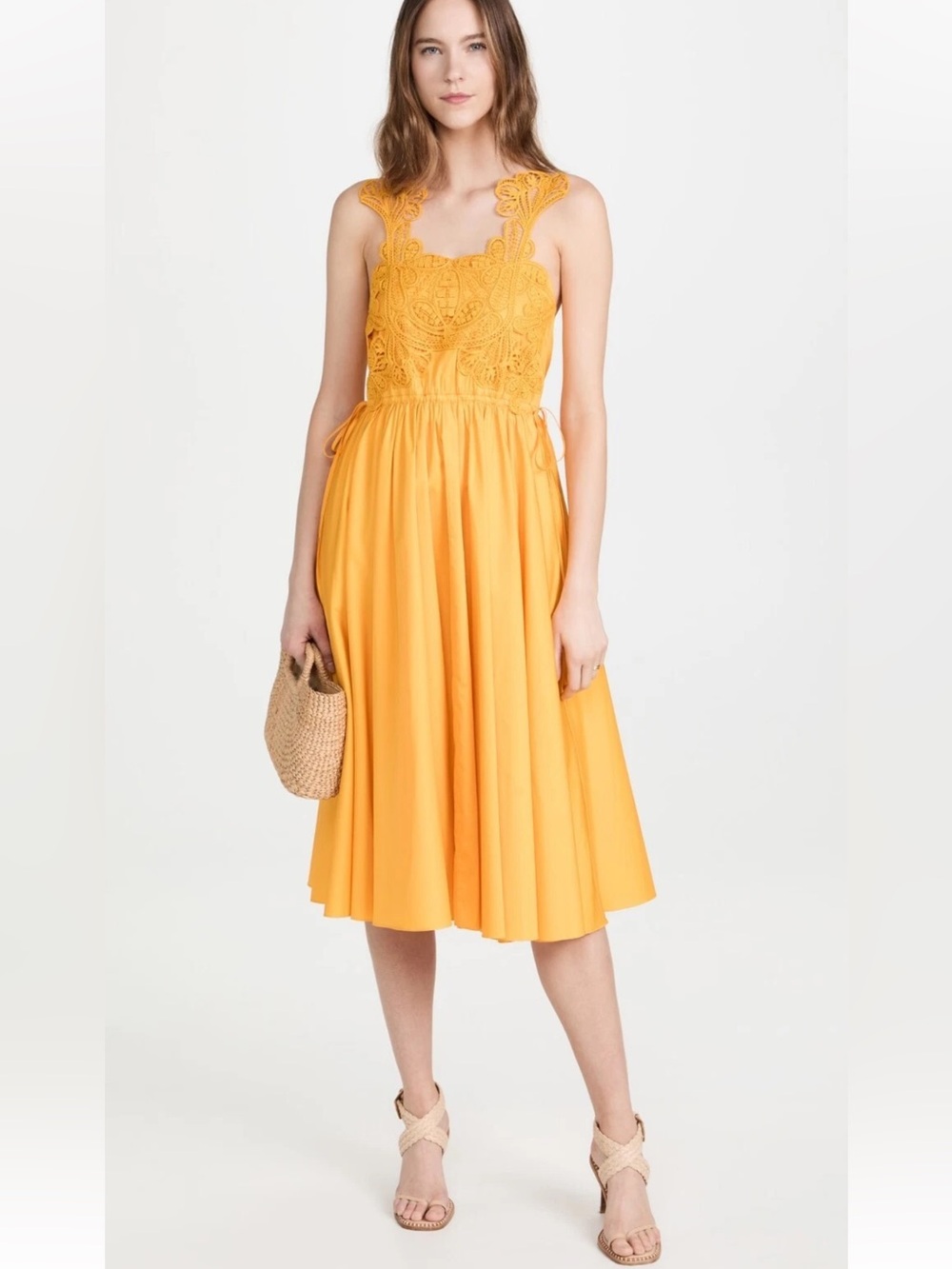 Self-Portrait yellow Midi Dress size 4 size small